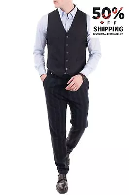 RRP €150 HACKETT Wool Waistcoat Size 42R 52R / L Fully Lined Satin & Cinch Back  • $17.72