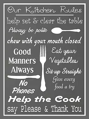 Our Kitchen Rules Retro Metal Plaque/Sign Cafe Kitchen Novelty Gift • £8.36