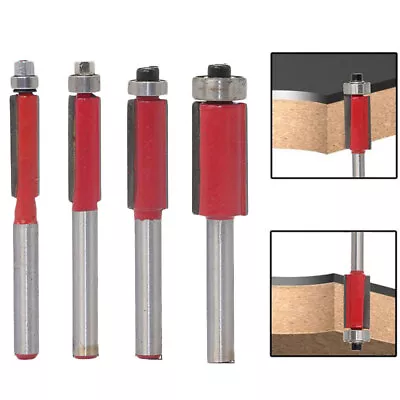£5.80 • Buy 4X 1/4 Shank Pattern Trim Router Template Flush Bit Cutter Top & Bottom Bearing