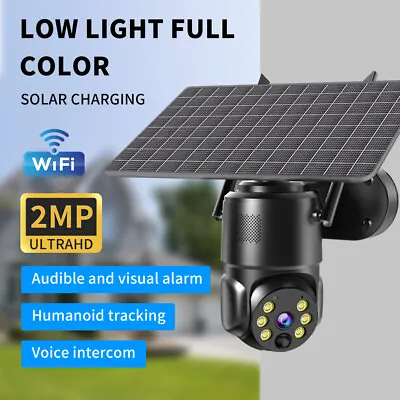 1080P HD WiFi IP PTZ Camera Solar Power Security Outdoor CCTV Night Vision Dome • £75.99