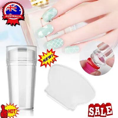 Nail Stamping Stamper Scraper Clear Silicone Manicure Art Stamp Plates Kit DIY H • $8.18
