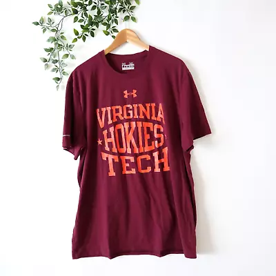 Virginia Tech Hokies Under Armour Men's Short Sleeve Heat Gear Shirt XL Burgundy • $11.98