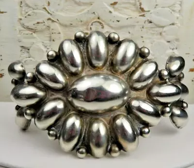 Vintage Mexican Sterling Silver Wide Band Decorative Cuff Bracelet • $85