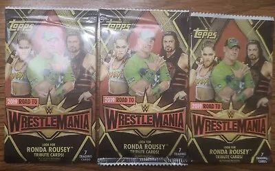 ×3 Factory Sealed Topps 2019 Road 2 WrestleMania Packs Ronda Rousey TributeCards • $76.23