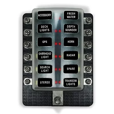 50 Caliber Racing 12 Way Standard LED Circuit Blade Fuse Box Kit Block Warranty  • $19.99