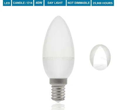 40W LED Candle Bulb Candle E14 Small Edison Screw Cap Daylight Candle SES 5W/6W • £14.99
