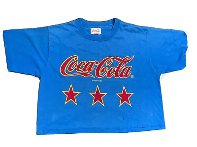 Rare VTG COCA COLA Spell Out Cropped Belly T Shirt 80s 90s Coca-Cola Trade-mark • $39.99
