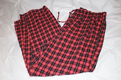 $14 • Buy Stafford Sleepwear Mens PJ Pants Sz L Red Plaid Button Elastic Drawstring Waist