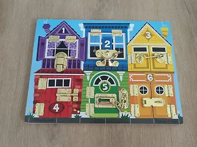 Melissa & Doug Wooden Activity Puzzle Toy 6 LATCHES BOARD #3785 - Ages 3+  • $9.90