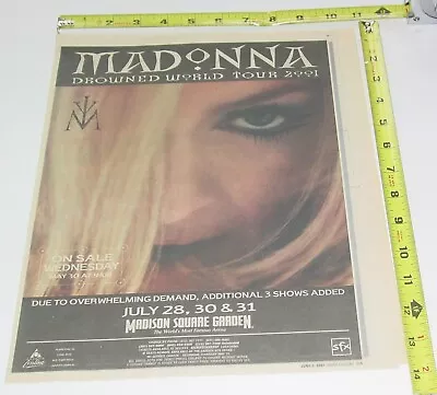 Madonna Concert Ad Advert 2001 Drowned World Tour Madison Square Garden NY Pop  • $15