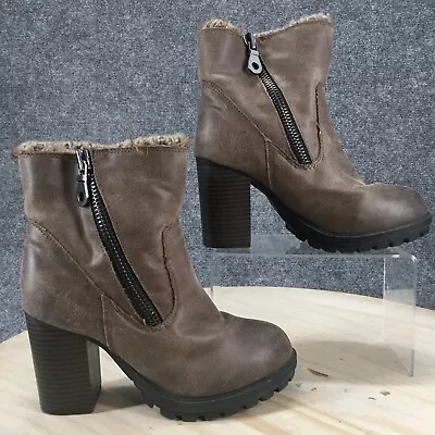 Mossimo Supply Co. Boots Womens 6.5 Target Ankle Booties Heels Zip Browm Suede • $19.59