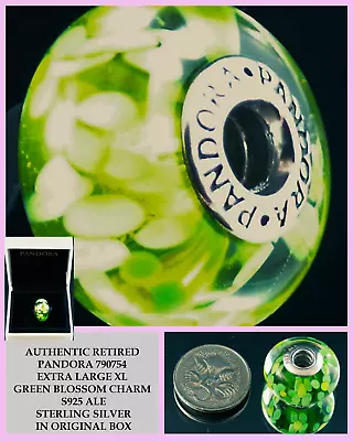 $69.95 • Buy Retired Pandora 790754 Large Xl Green Blossom Charm Sterling Sil S925 Ale In Box