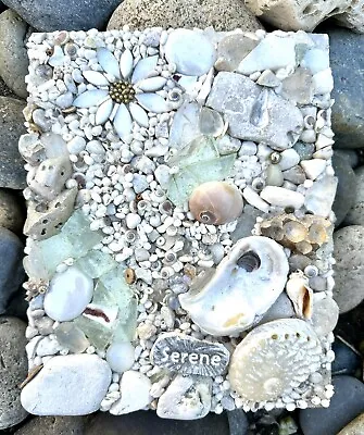 Coastal Inspired Mixed Media Mosaic Wall Or Table Art! Shells Glass Ceramic • $68.75