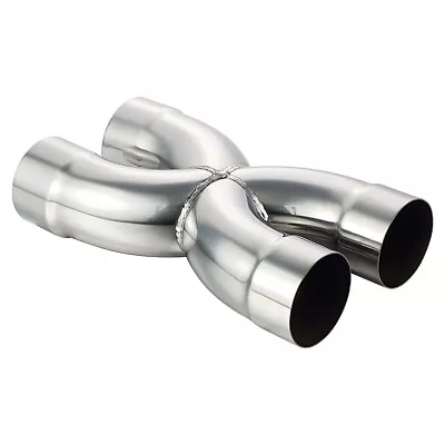 Welded X Pipe 3  Dual Inlet/Outlet Polished Exhaust X Pipe Stainless Steel • $48