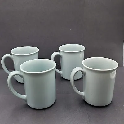 SET OF 4 Vintage Corning Ware CORELLE Solid Light Blue Gray Coffee Mugs Cups • $28