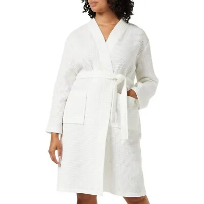 Ladies Dressing Gown Size 10 Iris & Lilly White Warm Heavyweight Cotton Waffle • £20.66