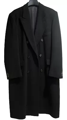 Adams Row ⭐ Vintage Mens Black Cashmere Overcoat / Topcoat 46R ⭐ Free Shipping! • $69.99