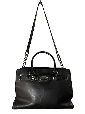 Michael Kors Purse Black Leather Tote Shoulder Bag • $39.99