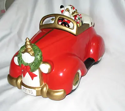 Fitz & Floyd Santa & Reindeer ROLLS ROYCE Car Xmas LARGE Cookie Candy Jar Humbug • $129.99