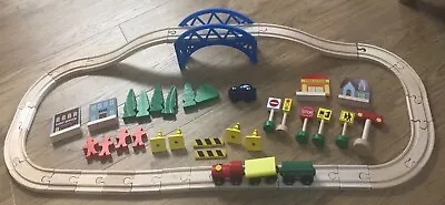 96 Piece Wooden Train Set Bundle Brio Chad Valley Etc • £30