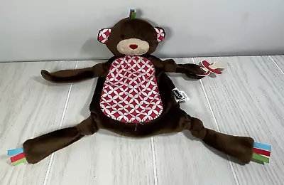 Mud Pie Monkey Lovey Small Brown Red Security Blanket Pacifier Holder • $9.99