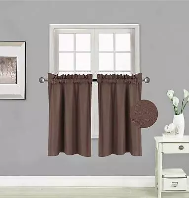 2pc Lined Blackout Panels Kitchen Small Window Curtain Tier 24  Or 36  Length • $11.99