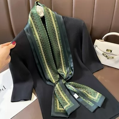 Double Sided 100% Silk Long Scarf Women Men Vintage Paisley Neckerchief 150*15cm • $14.32