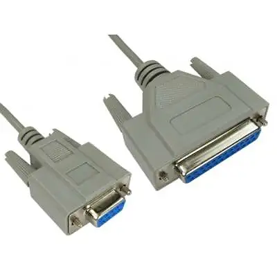 2m Serial Null Modem Cable 9 Pin RS232 Female To 25 Pin Female Lead D9 - D25 • £6.99