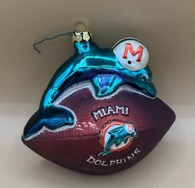 NFL Miami Dolphins 5  Glass Ornament Ultimate Sports Christmas *Pre-Owned* • $12.88