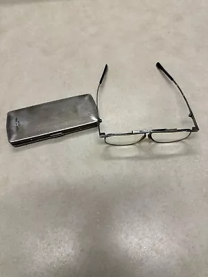 Vintage SlimFold Kanda Of Japan Folding Reading Glasses In Gun-Metal • $42.30