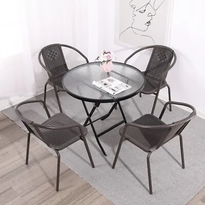 Garden Bistro Patio Furniture Set Folding Table Chairs Outdoor Indoor Rattan NEW • £36.99