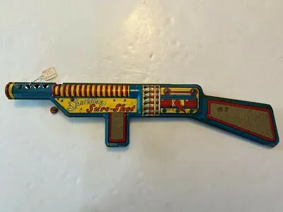 Vintage T Cohn Inc Made In Usa Tin Sparkling Sure-shot Toy Crank Gun • $35