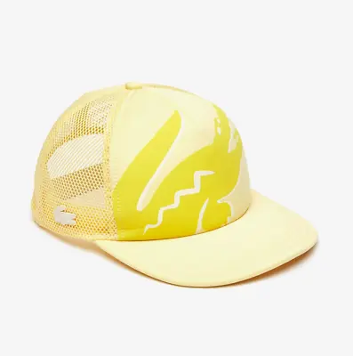 Lacoste Unisex Crocodile Print Neoprene And Mesh Yellow Cap Hat One Size  $80 • $44.97