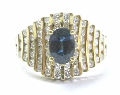 $1773.93 • Buy Blue Sapphire & Diamond Ring 14Kt Yellow Gold 2.15Ct