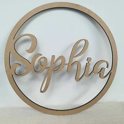 Personalised Name Text Hoop Circle Sign Wall Plaque Decor Baby Room Weddings • £45