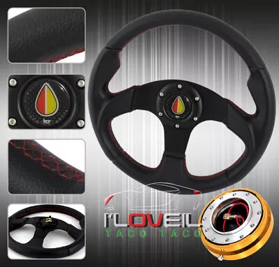 320mm Pvc Leather Steering Wheel + Gold 1.5  Short Quick Release & Horn Button • $53.99