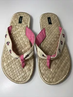 J CREW Bamboo & Lady Bugs Pink Sandals Flip Flops Size 8 B54 • $34.90