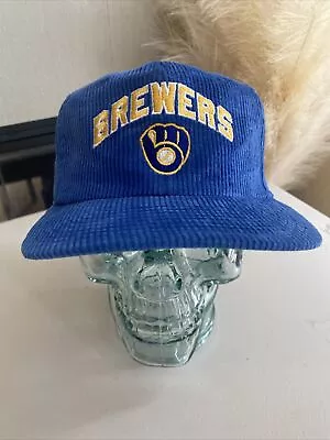 Vintage 90s Milwaukee Brewers Script Corduroy Baseball Hat Cap Snapback Twins • $59.99