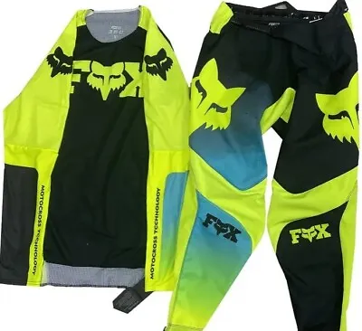 FOX 2024 360 STREAK BLACK / YELLOW GEAR SET Dirt Bike Clothing Off Road  • $149.99