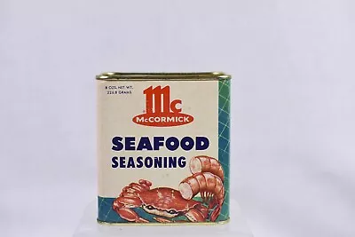 RARE 8oz Vtg McCormick Seafood Seasoning Spice Tin Can Metal Crab Shrimp FULL • $49.99