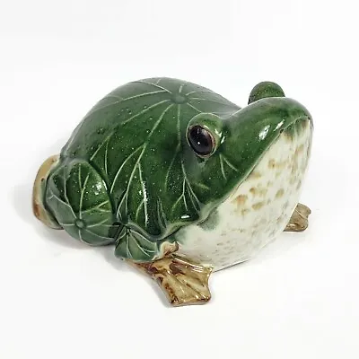 Cute Fat Ceramic Frog Figurine With Lily Pad Body 9 X6 X8  • $16.99