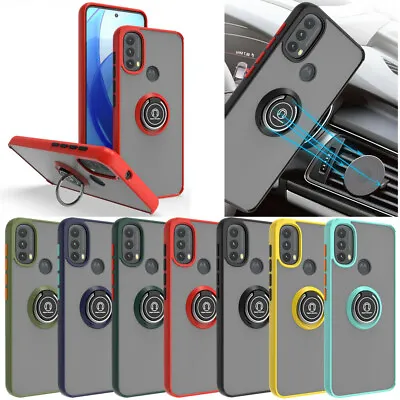 For Motorola Moto E20 E30 E40 Case Shockproof Matte Magnetic Ring Stand Cover • £5.03