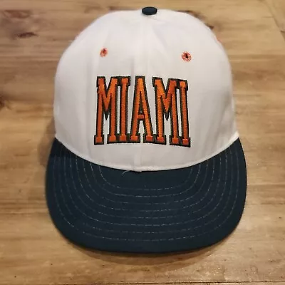 Vintage Miami Hurricanes Hat Cap Size 7 Fitted Pro Line Made USA Arch Spell Out • $9.94