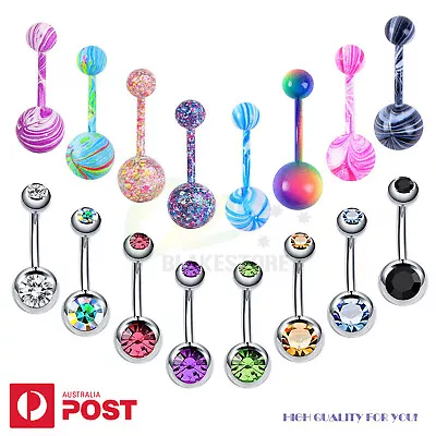 3-6PCS Belly Button Rings Surgical Steel Navel Bar Girls Body Piercing Jewellery • $6.99