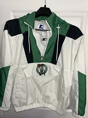 VINTAGE Boston Celtics Hooded Zip Up Starter Jacket Green White Size Large • $145