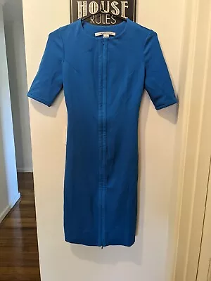 Diane Von Furstenberg Blue Front Zip Dress US Size 0 Au 6 Excellent Condition  • $77