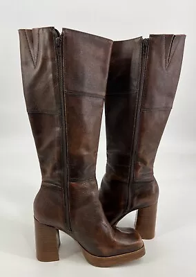 Candies Vintage Brown Platform Chunky Distressed Boots Size 8.5 • $399.99