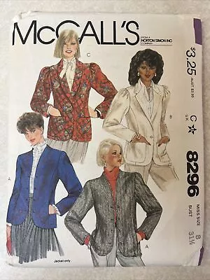 8296 Vintage McCalls Sewing Pattern Misses Lined Buttoned Cardigan Jacket • $6.99
