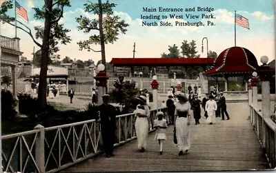 Postcard Main Entrance And Bridge Leading To West View Park North Side • $17.75