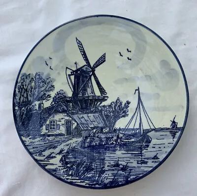 Delft Blue Wall Plate Hand Painted Holland Blue & White Windmill Boat  5.75  • $19.99